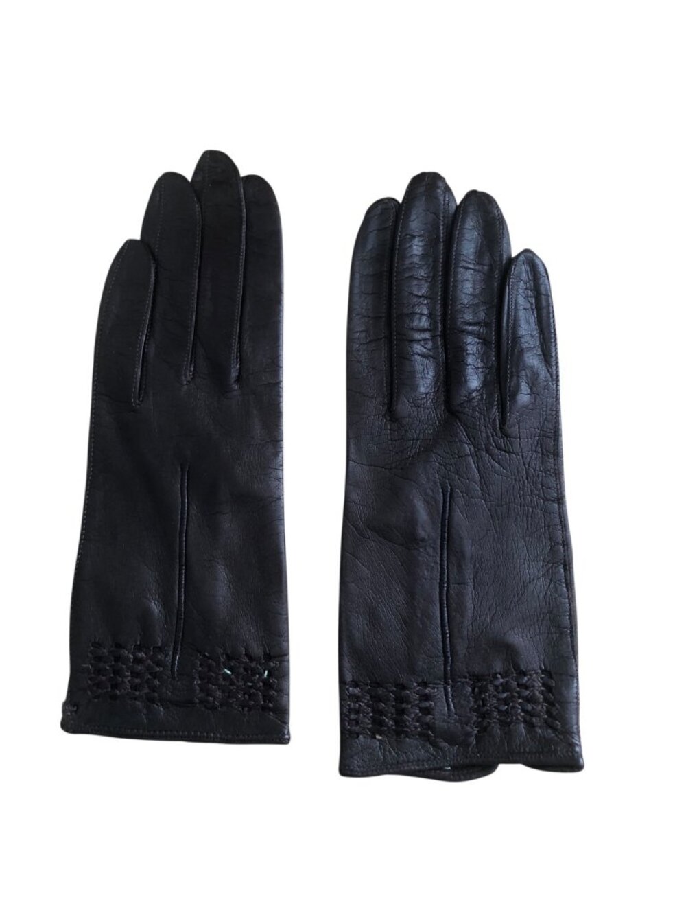 Vintage Madova KIDSKIN GLOVES Brown Solid Leather Silk Lined Braided Italy 6.5